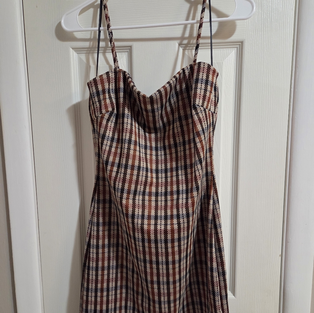 Fashion Nova Brown Plaid Dress